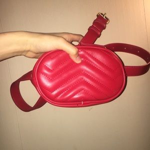 Red belt bag fanny pack faux leather